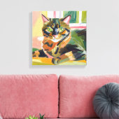 schildpad | Prachtig kattenschilderij Canvas Afdruk (Insitu (Woonkamer))