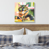 schildpad | Prachtig kattenschilderij Canvas Afdruk (Insitu (Slaapkamer))
