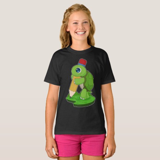Schildpad Pupil Pencil School T-shirt (Voorkant volledig)