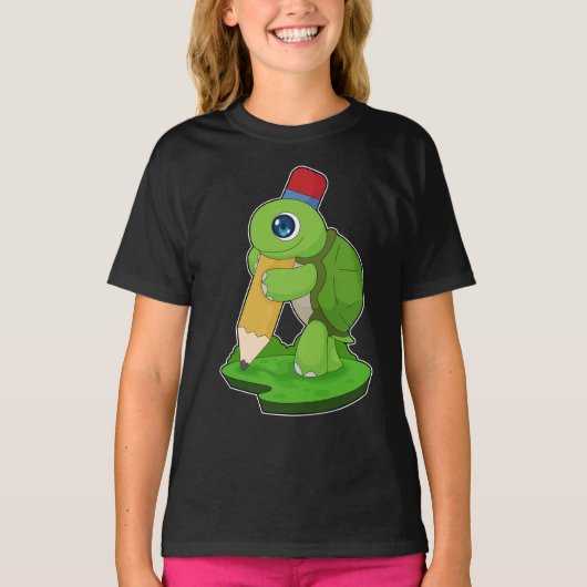 Schildpad Pupil Pencil School T-shirt (Voorkant)