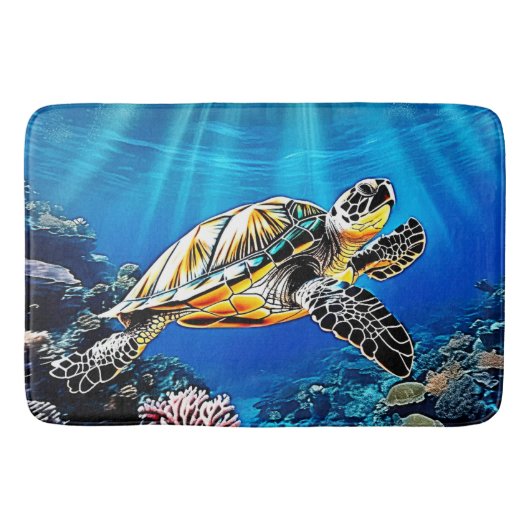 Schildpad Reef Glow Design Badmat (Voorkant)
