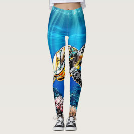 Schildpad Reef Glow Design Leggings