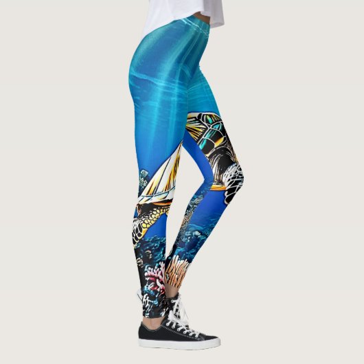 Schildpad Reef Glow Design Leggings (Rechts)