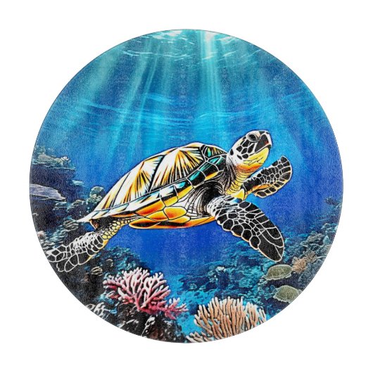 Schildpad Reef Glow Design Snijplank (Voorkant)
