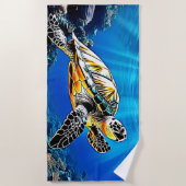Schildpad Reef Glow Design Strandlaken (Voorkant)