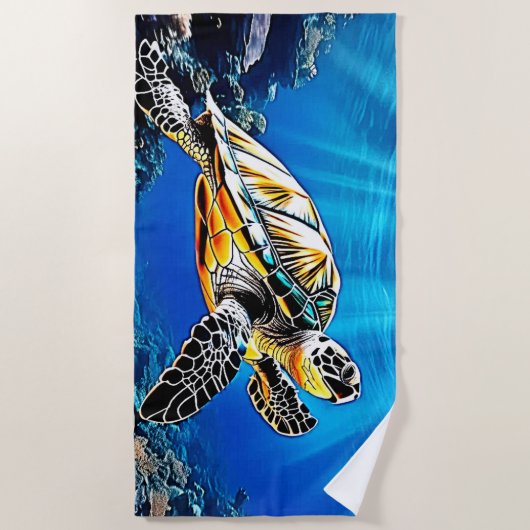 Schildpad Reef Glow Design Strandlaken (Voorkant)