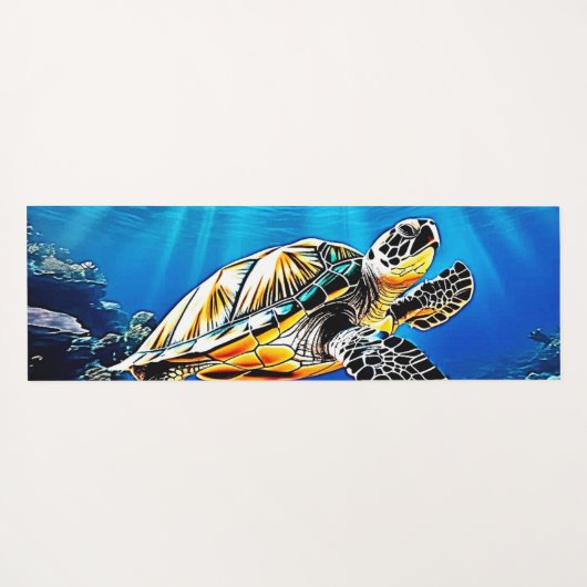 Schildpad Reef Glow Design Yogamat (Achterkant (horizontaal))