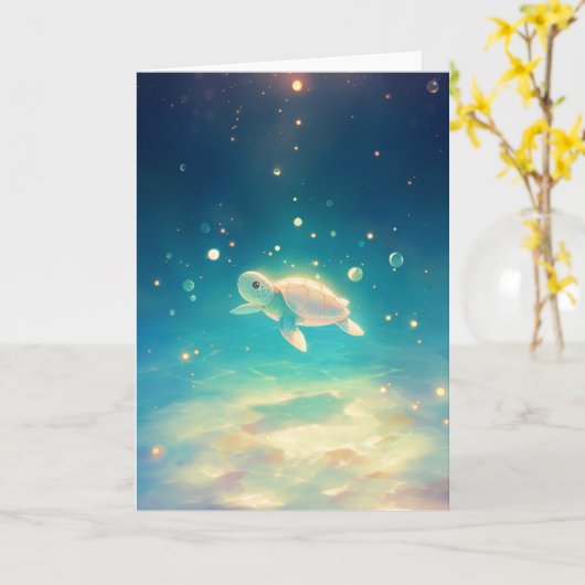 Schildpad reis door een zonovergoten Zee Kaart (Gele Bloem)