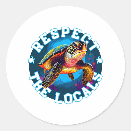 Schildpad - respecteer de lokale bevolking ronde sticker (Voorkant)