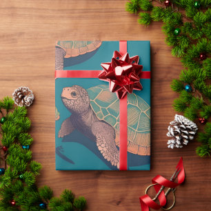 Schildpad Retro Kleurrijk Gepersonaliseerd Patroon Cadeaupapier