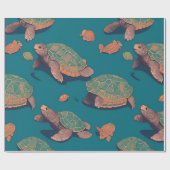 Schildpad Retro Kleurrijk Gepersonaliseerd Patroon Cadeaupapier (Vlak)