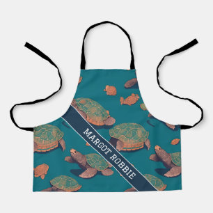 Schildpad Retro Kleurrijk Gepersonaliseerd Patroon Schort