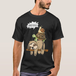 Schildpad rijdt op een luiaard Whee Grappige luiaa T-shirt