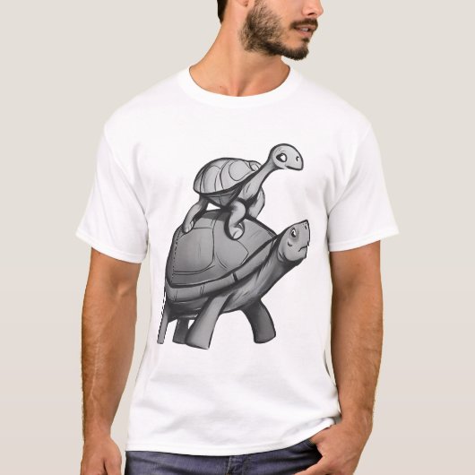 Schildpad rijdt op schildpad t-shirt (Voorkant)