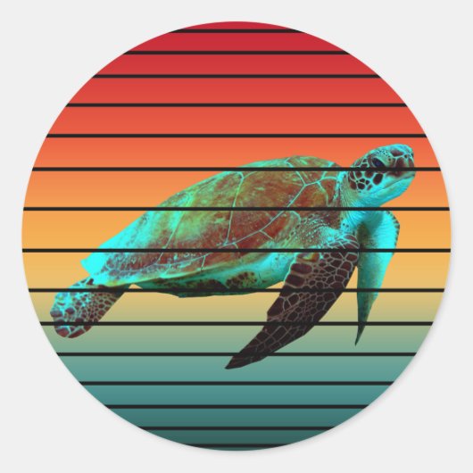 Schildpad ronde sticker (Voorkant)