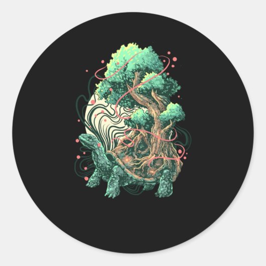 schildpad ronde sticker (Voorkant)