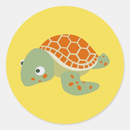Schildpad Ronde Sticker (Voorkant)