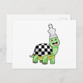 Schildpad schaakt met schaakbord en koning briefkaart (Voorkant / Achterkant)