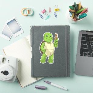 Schildpad Schaakt Met Schaakstuk Pion Sticker