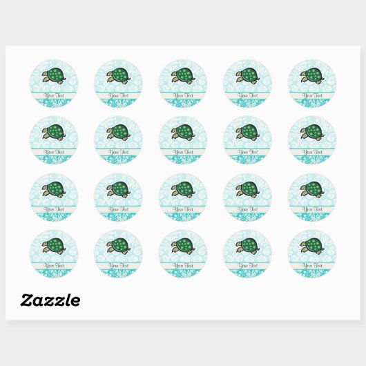 Schildpad; Schattig Ronde Sticker (Vel)