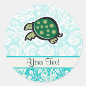 Schildpad; Schattig Ronde Sticker (Voorkant)