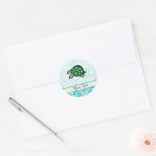 Schildpad; Schattig Ronde Sticker (Envelop)