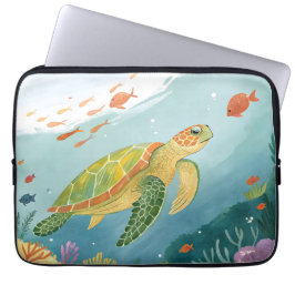 Schildpad schilderen laptop sleeve