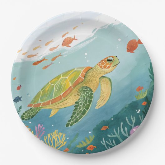 Schildpad Schilderen Papieren Bordje (Voorkant)