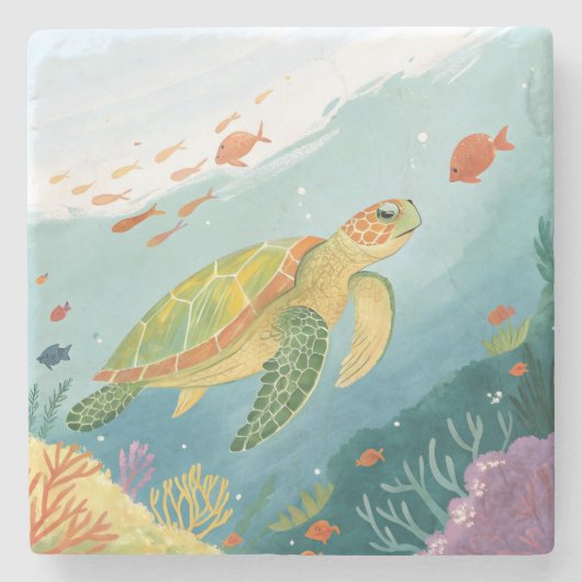 Schildpad schilderen stenen onderzetter (Voorkant)