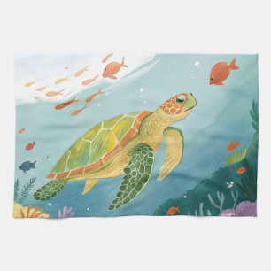 Schildpad schilderen theedoek