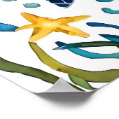 schildpad schilderij kleine schattige zeewier zees poster (Hoek)