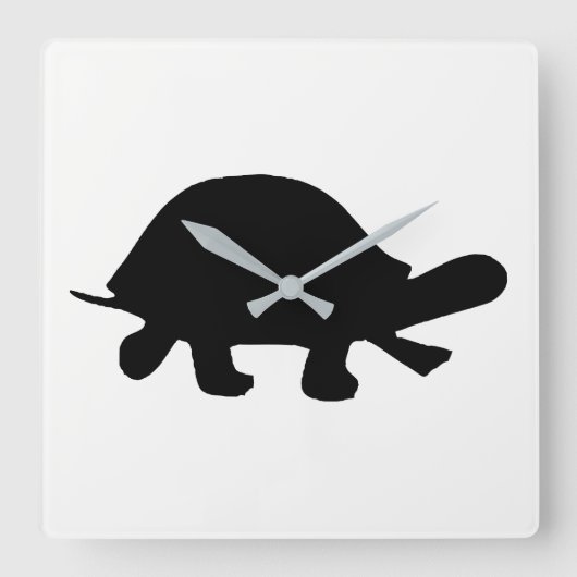 Schildpad Silhouet Vierkante Klok (Voorkant)