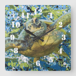 Schildpad Spat Kunst Vierkante Klok