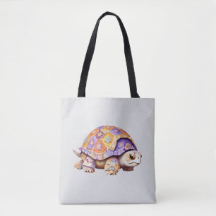 Schildpad speels Schattig leuk dier kleurrijk vrol Tote Bag