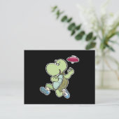 schildpad speelt frisbee briefkaart (Staand voorkant)