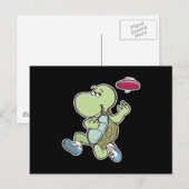 schildpad speelt frisbee briefkaart (Voorkant / Achterkant)