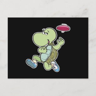 schildpad speelt frisbee briefkaart