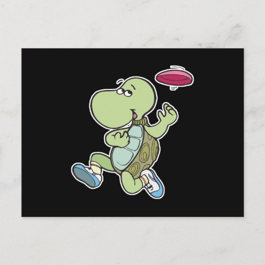 schildpad speelt frisbee briefkaart (Voorkant)