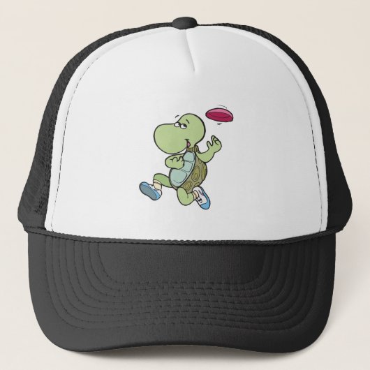 schildpad speelt frisbee trucker pet (Voorkant)