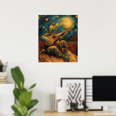 Schildpad spelen gitaar buitenshuis Poster (Thuiskantoor)