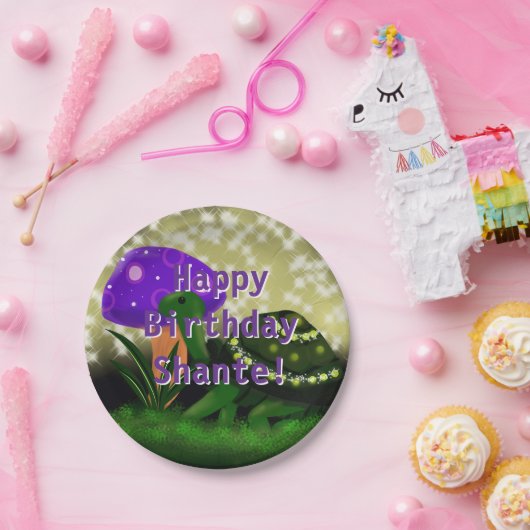 Schildpad, sprankelende verjaardagspapier Borden Papieren Bordje (Feest)