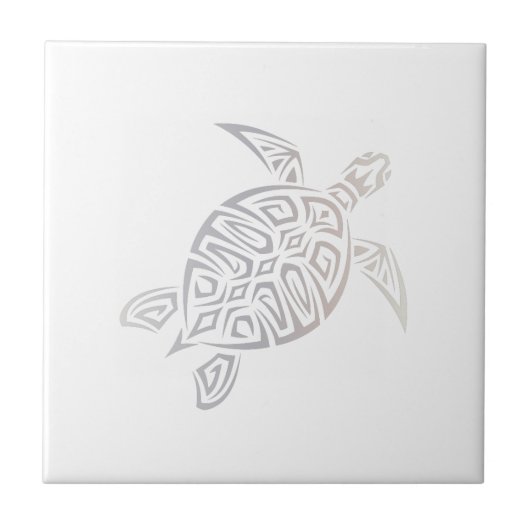 Schildpad Stam Beige Wit Minimaal Design Tegeltje (Voorkant)