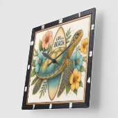 Schildpad Surfboard Beach Life Vierkante Klok (Hoek)