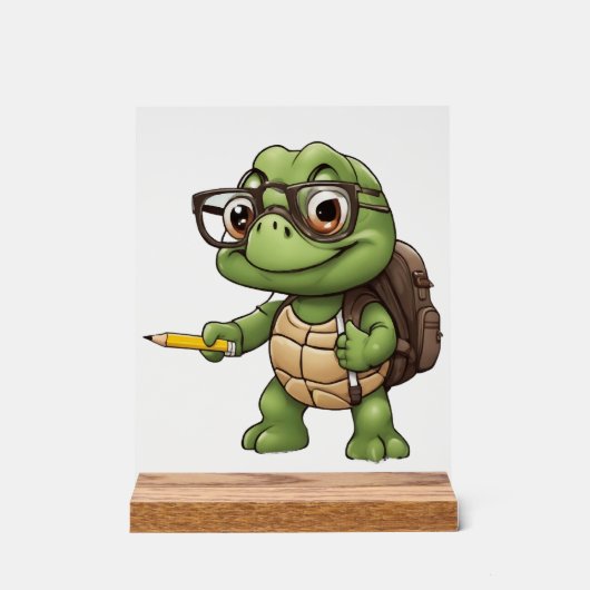 Schildpad terug naar school acryl bord (Voorkant)
