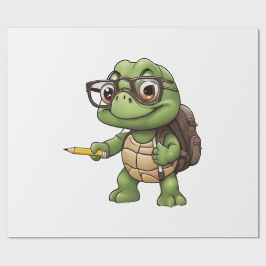 Schildpad terug naar school cadeaupapier (Vlak)