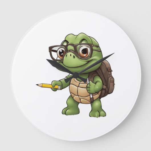 Schildpad terug naar school grote klok (Voorkant)