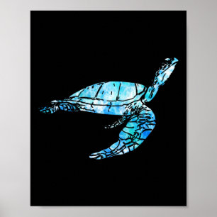 Schildpad Tie Dye Waterverf Zee Ocean Save Planet  Poster