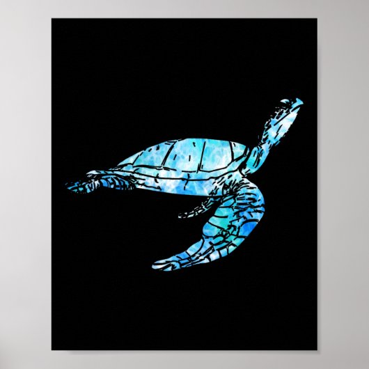 Schildpad Tie Dye Waterverf Zee Ocean Save Planet Poster (Voorkant)