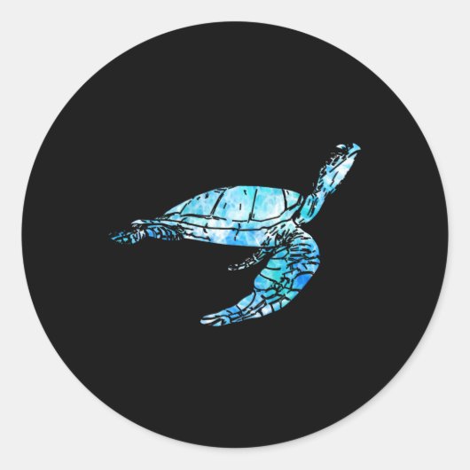 Schildpad Tie Dye Waterverf Zee Ocean Save Planet  Ronde Sticker (Voorkant)