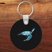 Schildpad Tie Dye Waterverf Zee Ocean Save Planet  Sleutelhanger (Voorkant)